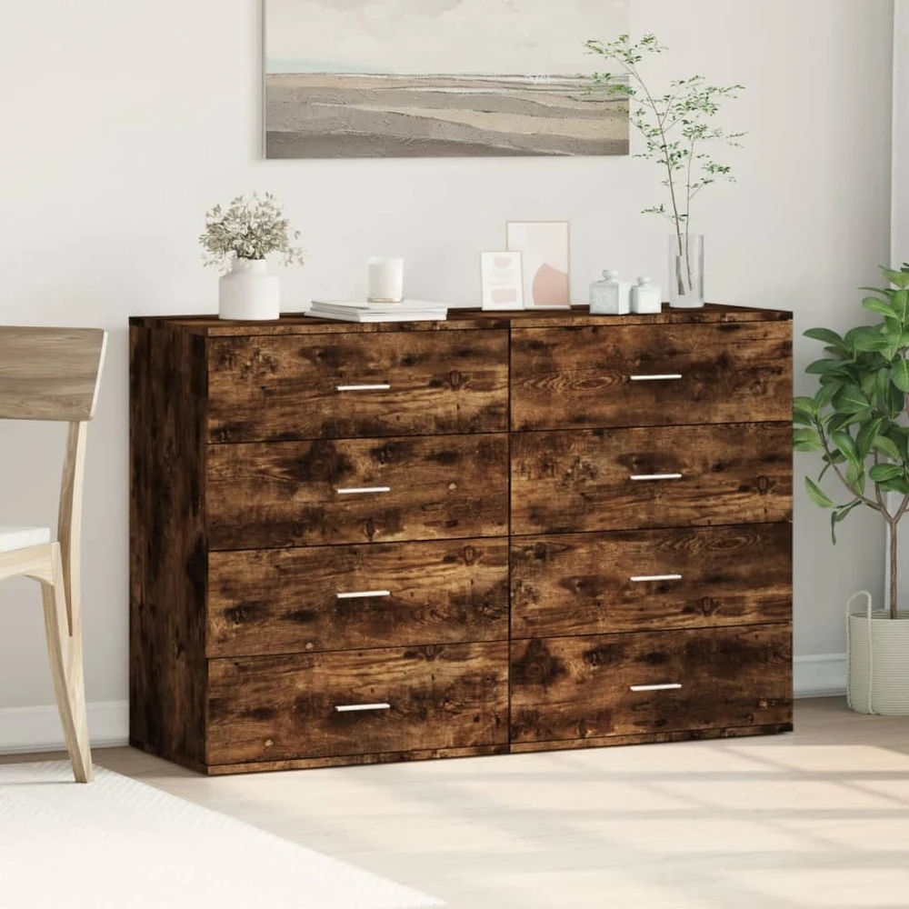 Šoninės spintelės, 2vnt., dūminio ąžuolo, 60x39x80cm, mediena