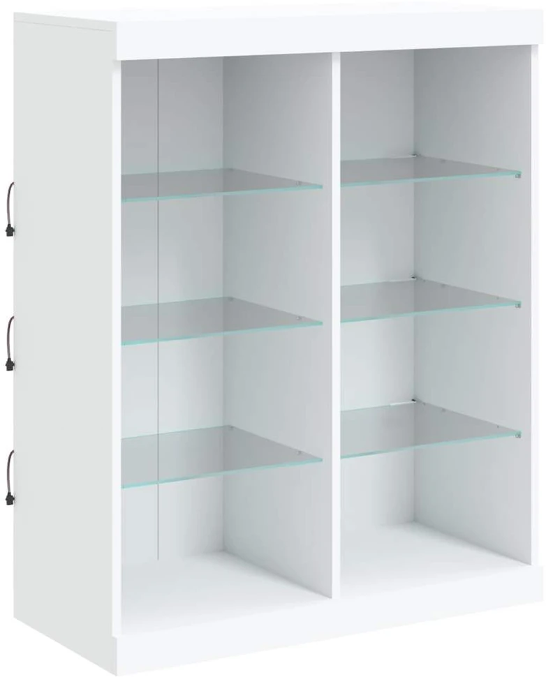 Šoninės spintelės su LED, 3vnt., baltos, apdirbta mediena
