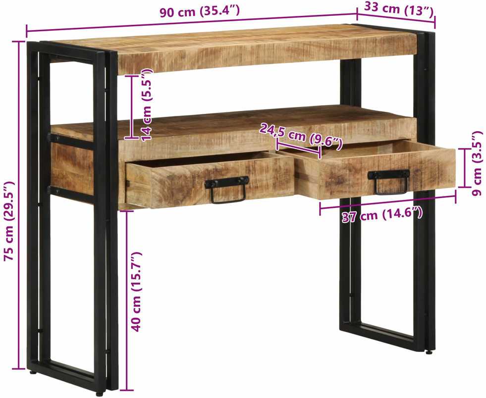 Konsolinis stalas Ruda 90 x 33 x 75 cm Kietas mango medis