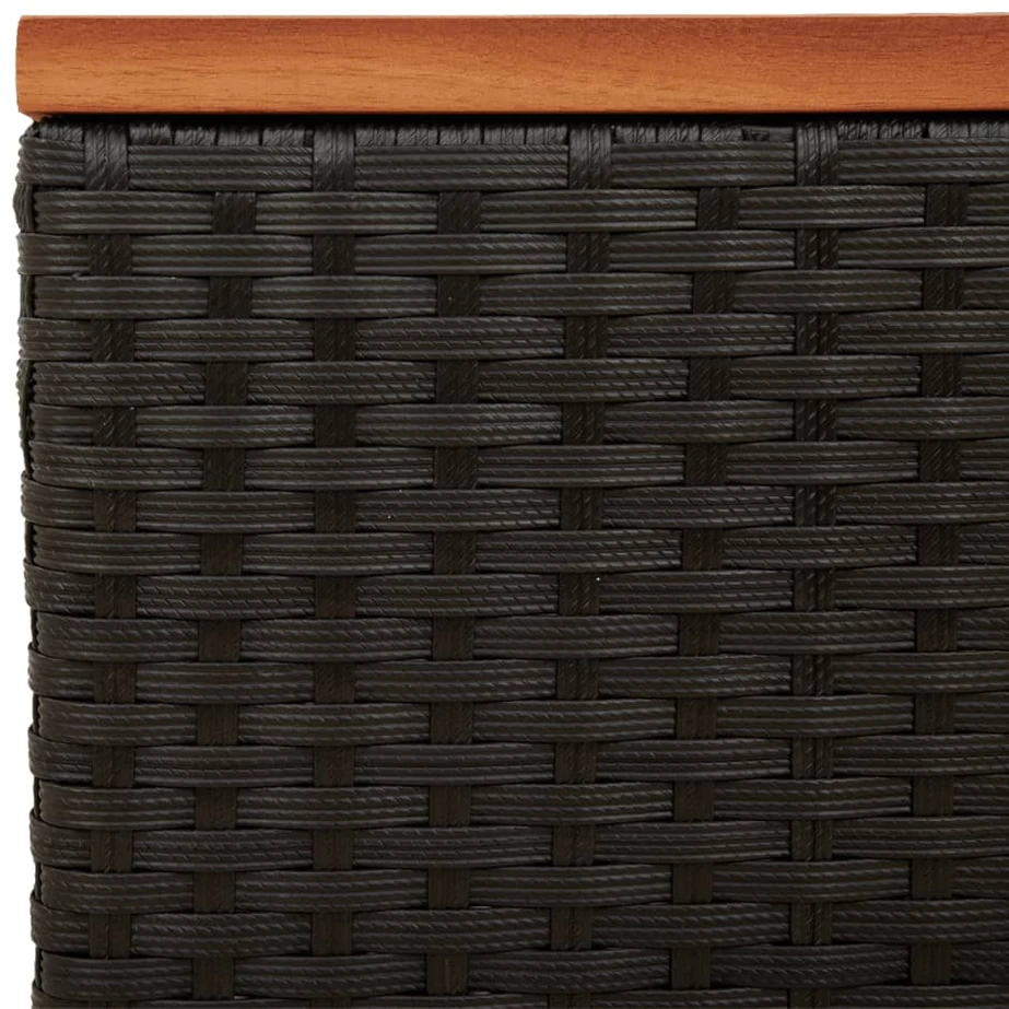 Šoniniai sodo staliukai, 2vnt., juodi, 55x34x37cm, poliratanas