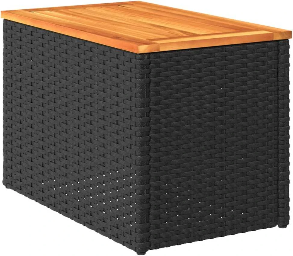Šoniniai sodo staliukai, 2vnt., juodi, 55x34x37cm, poliratanas