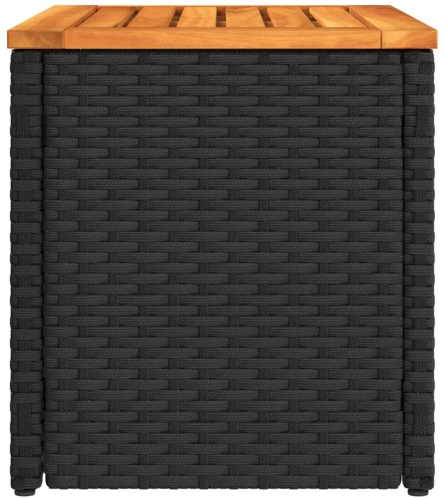 Šoniniai sodo staliukai, 2vnt., juodi, 55x34x37cm, poliratanas