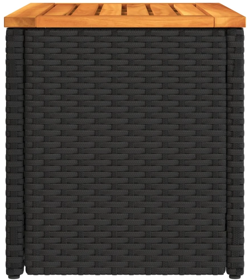 Šoniniai sodo staliukai, 2vnt., juodi, 55x34x37cm, poliratanas