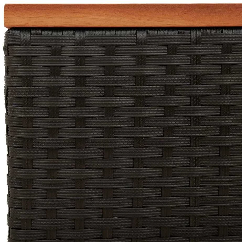 Šoniniai sodo staliukai, 2vnt., juodi, 55x34x37cm, poliratanas