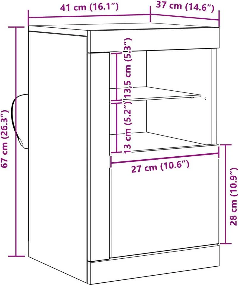 LED Bufetas 2 vnt. 41 x 37 x 67 cm Apdirbta mediena