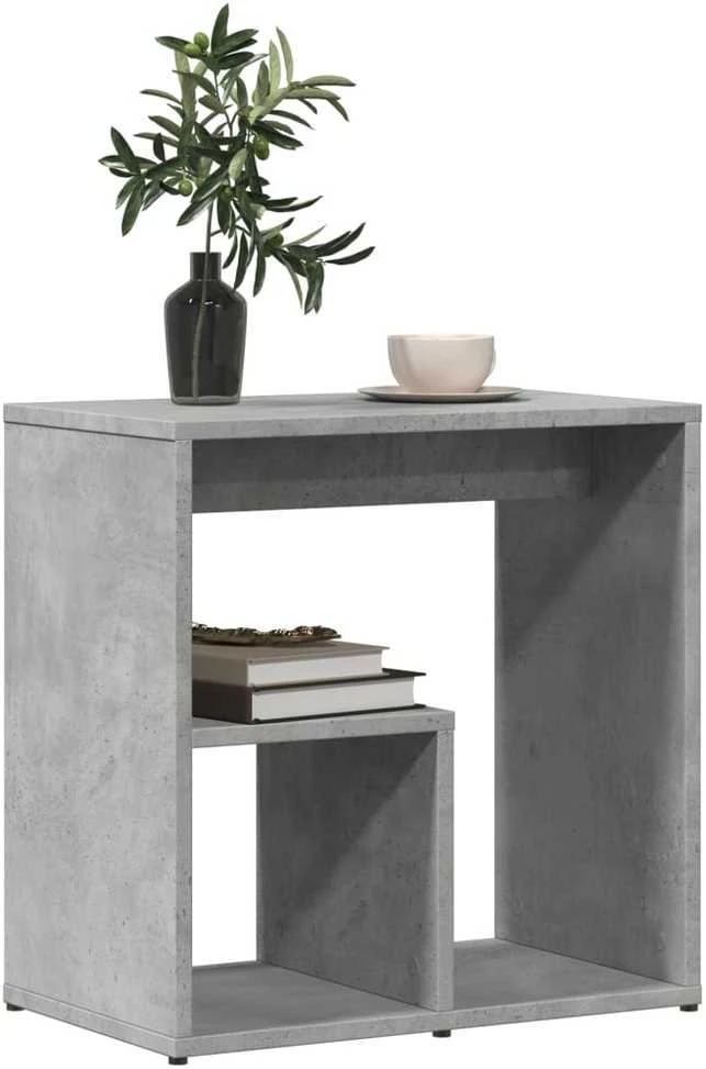 Šoniniai staliukai, 2vnt., betono, 50x30x50cm, apdirbta mediena
