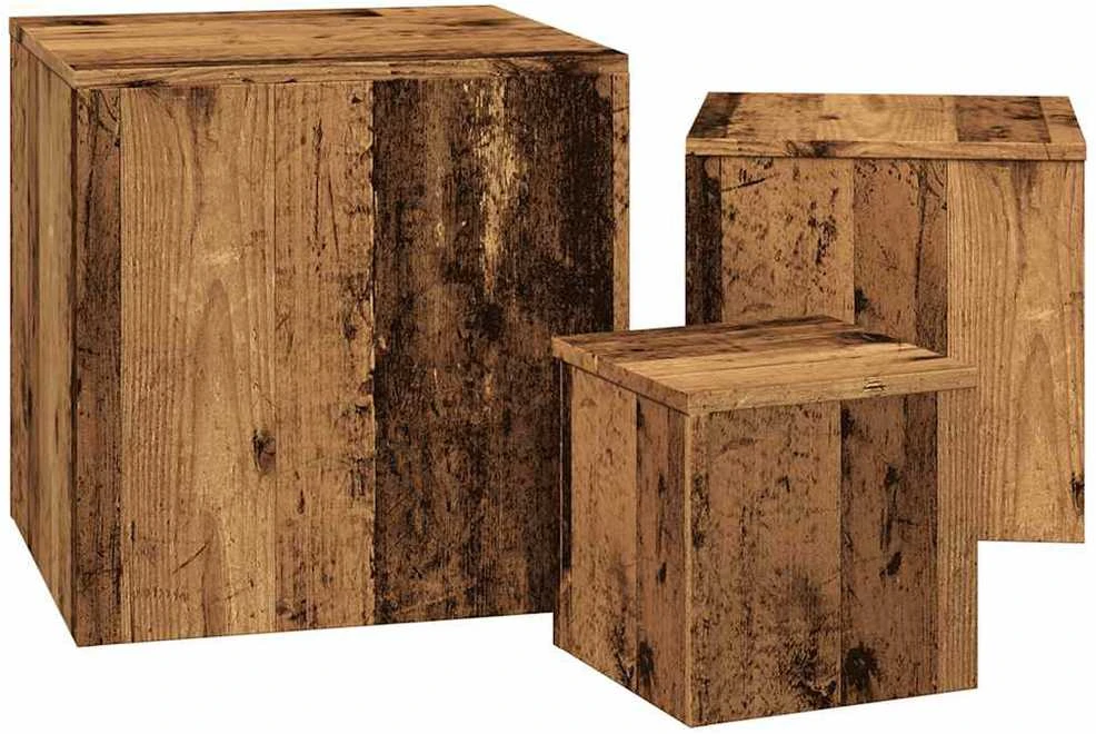 šoniniai staliukai 3 vnt Old Wood Engineered Wood