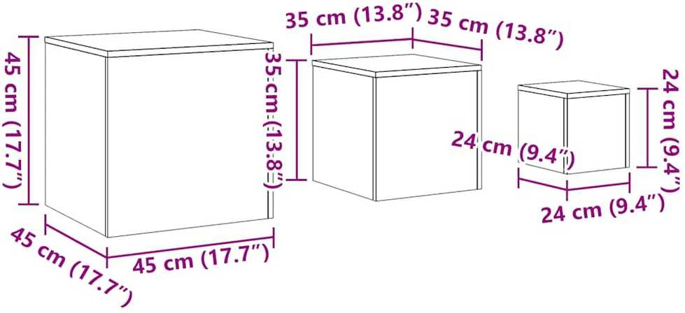 šoniniai staliukai 3 vnt Old Wood Engineered Wood