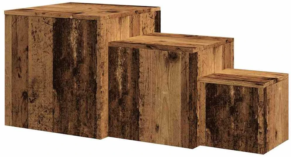 šoniniai staliukai 3 vnt Old Wood Engineered Wood