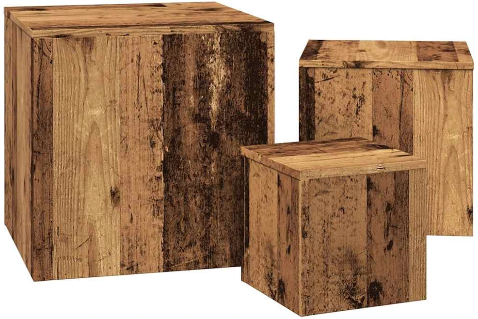 šoniniai staliukai 3 vnt Old Wood Engineered Wood