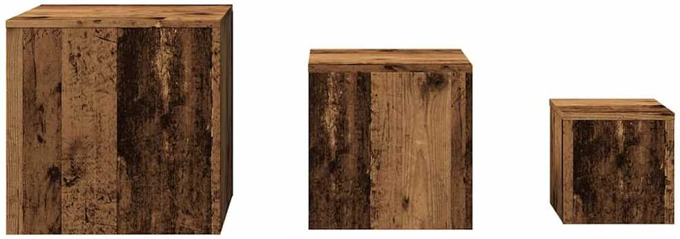 šoniniai staliukai 3 vnt Old Wood Engineered Wood