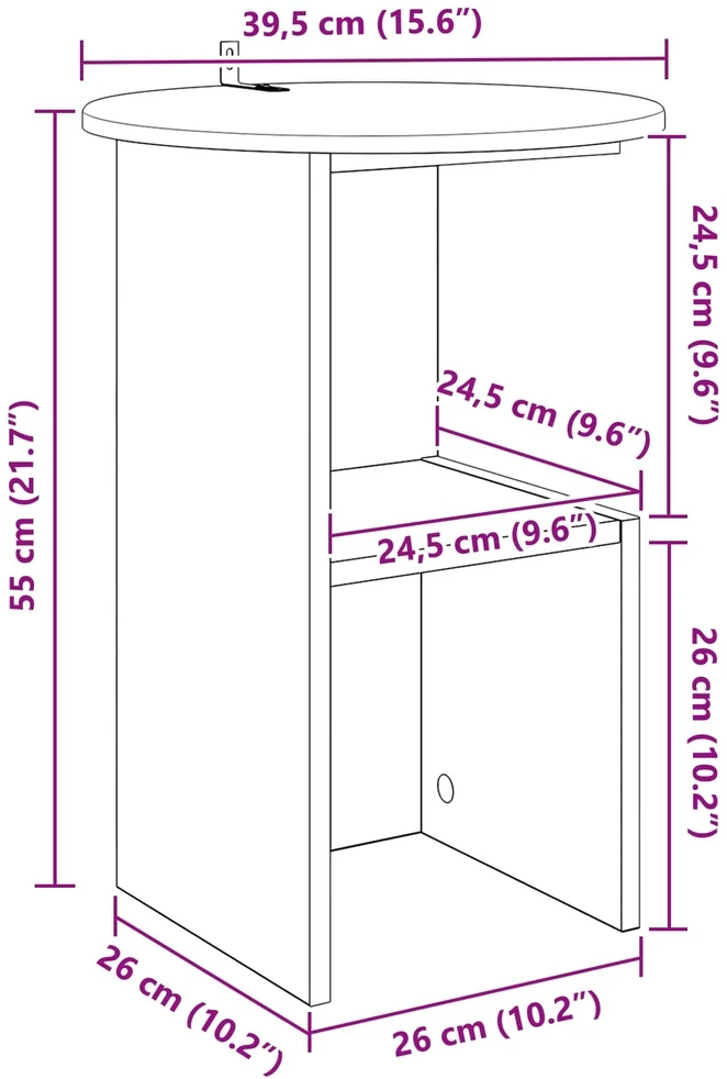 Šoninis stalas Artisano ąžuolo Ø 39,5 x 55 cm Apdirbta mediena