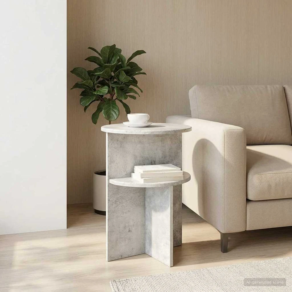 Šoninis stalas Betono pilka Ø 39,5 x 55 cm Apdirbta mediena