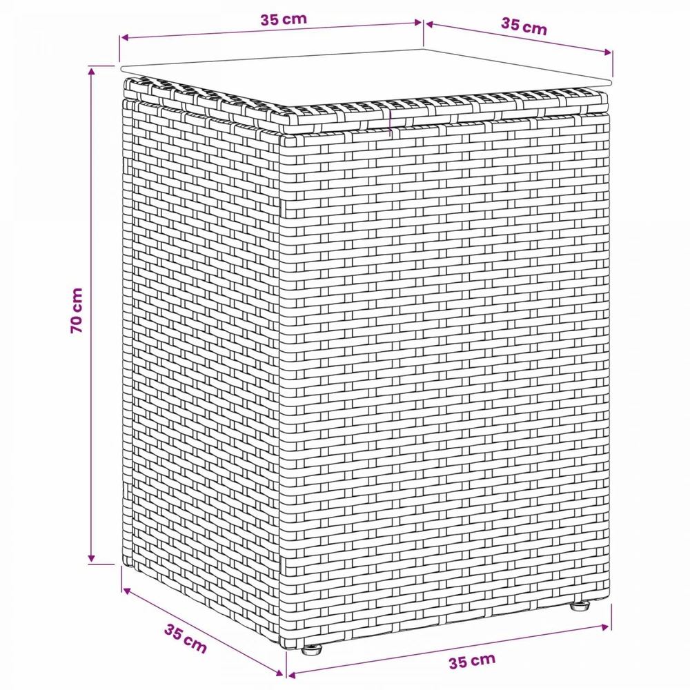 Šoninis stalas Juoda 35 x 35 x 70 cm poliratanas