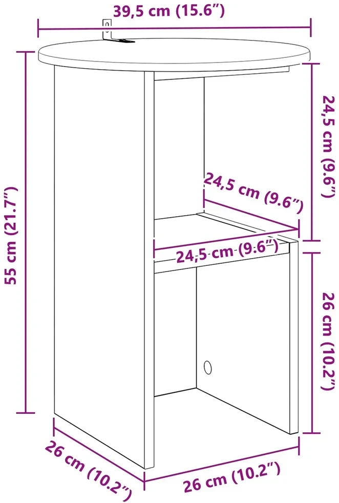 Šoninis stalas Juoda Ø 39,5 x 55 cm Apdirbta mediena
