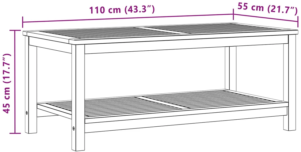 Šoninis stalas Natūralus aliejus 110 x 55 x 45 cm