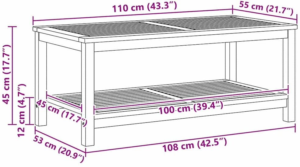 Šoninis stalas Natūralus aliejus 110 x 55 x 45 cm