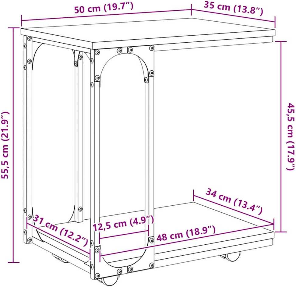 Šoninis stalas Senas medis 50 x 35 x 55.5 cm Apdirbta mediena