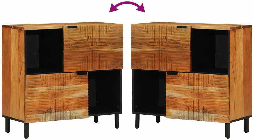 Kabalas su lentyna Ruda 80 x 33 x 75 cm Kietas mango medis