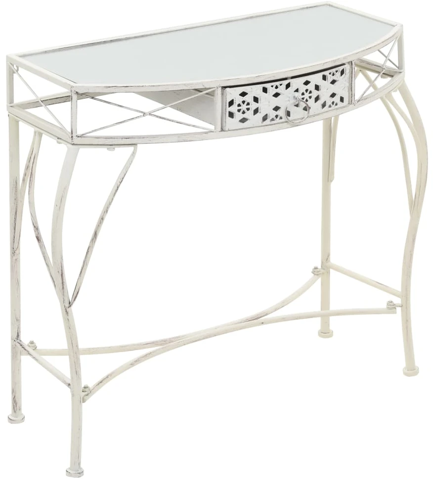 Šoninis staliukas, baltas, 82x39x76cm, metalas, prancūziškas