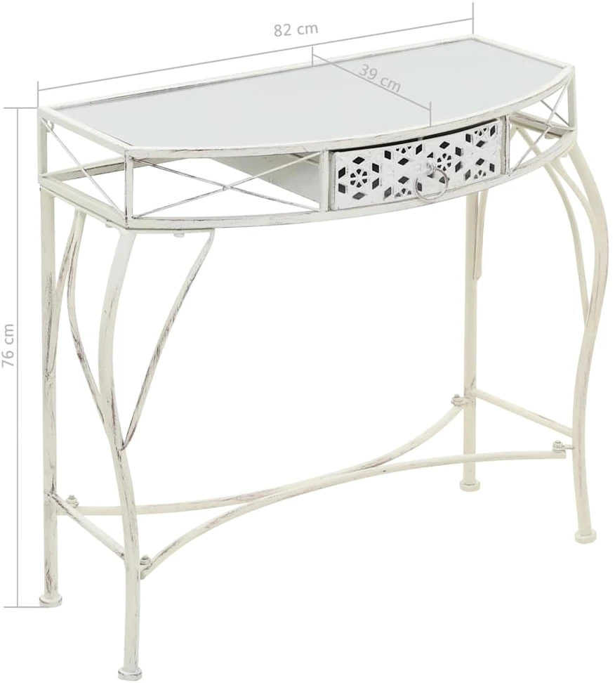 Šoninis staliukas, baltas, 82x39x76cm, metalas, prancūziškas
