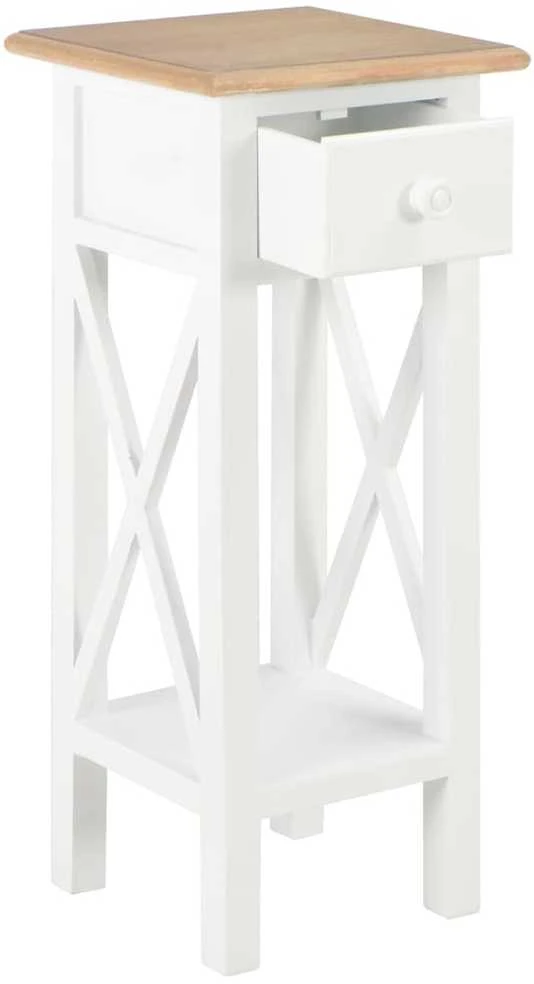 Šoninis staliukas, baltos spalvos, 27x27x65,5cm, mediena