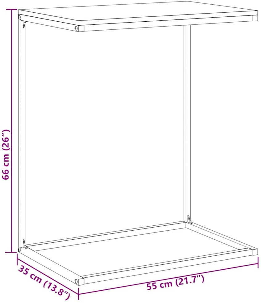 Šoninis staliukas, baltos spalvos, 55x35x66cm, mediena