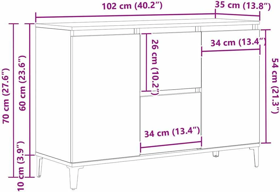 Kabalas Juodas ąžuolas 104 x 35 x 70 cm Apdirbta mediena