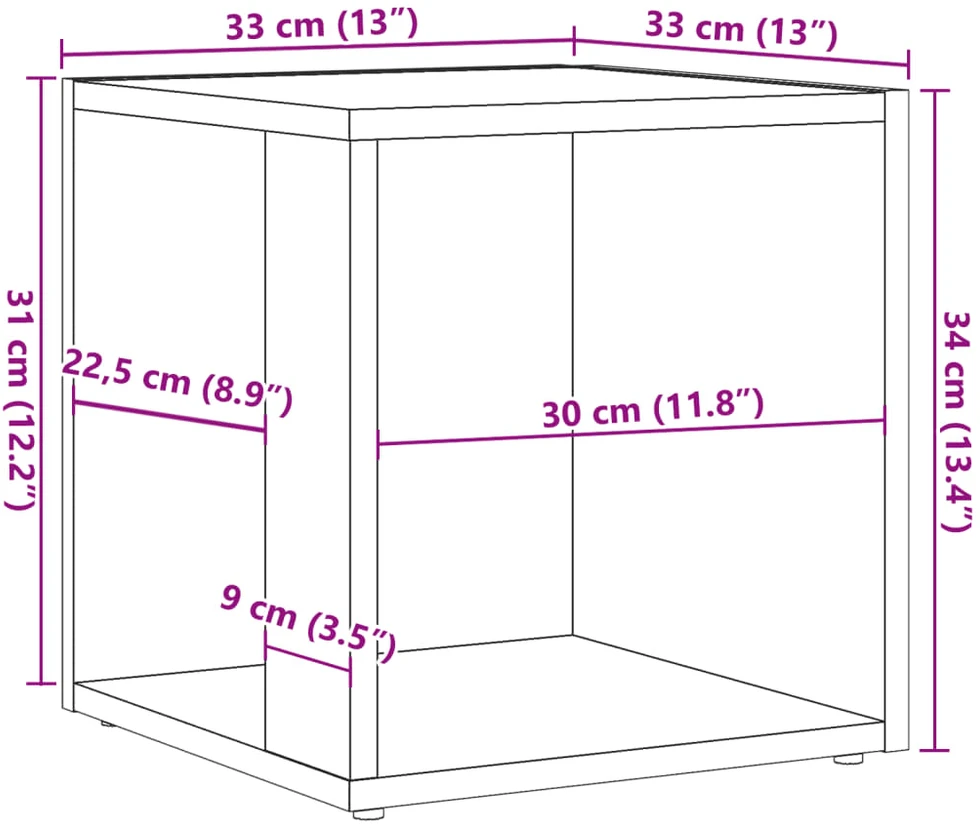 Side Table 33 x 33 x 34 cm Engineered wood Sendintos medienos