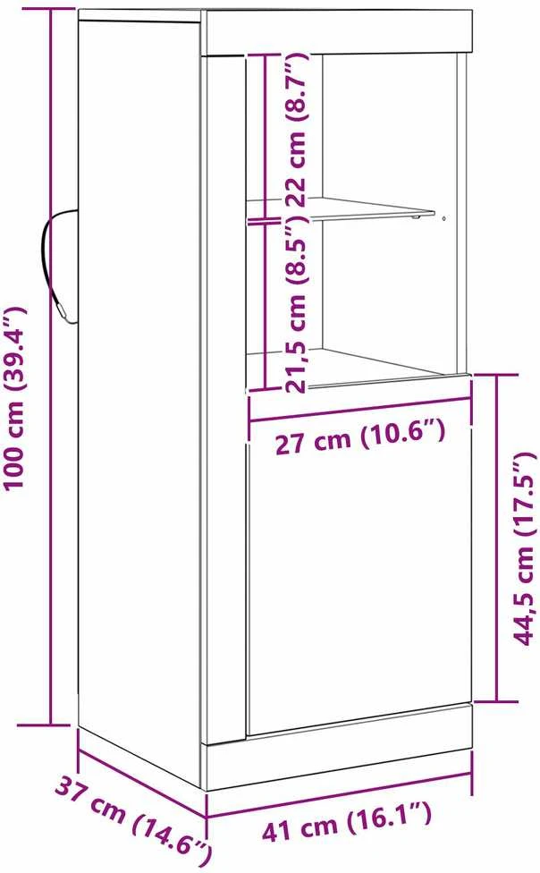 LED Bufetas Ruda 41 x 37 x 100 cm Apdirbta mediena