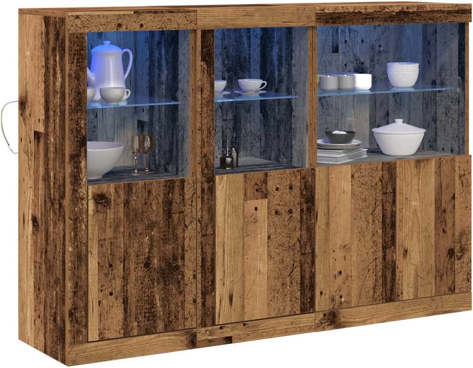 LED Bufetas Senas medis 142,5 x 37 x 100 cm Apdirbta mediena