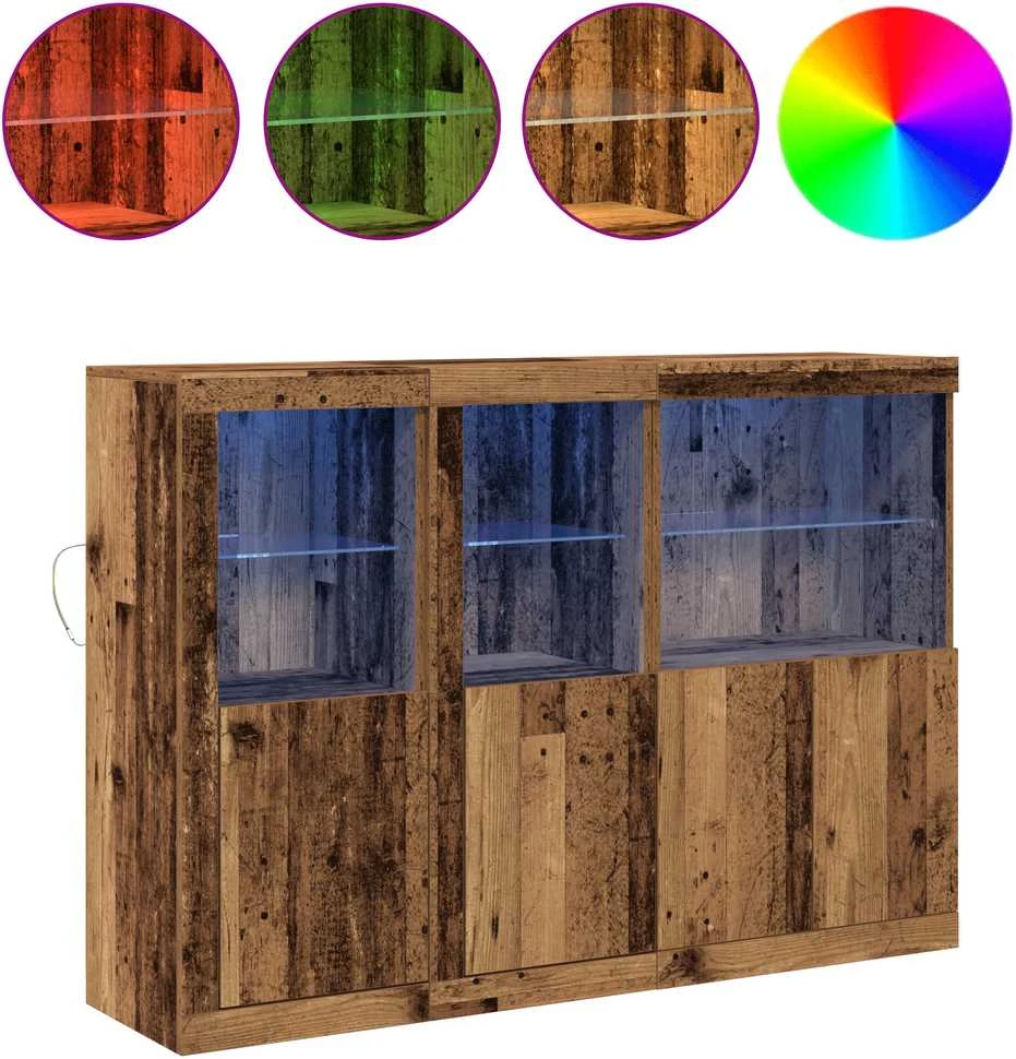 LED Bufetas Senas medis 142,5 x 37 x 100 cm Apdirbta mediena