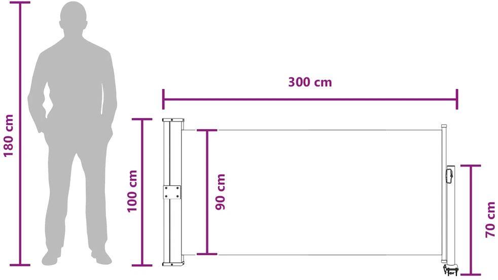 Šoninis tentas 100 x 300 cm 100% poliesteris, geležis, plienas