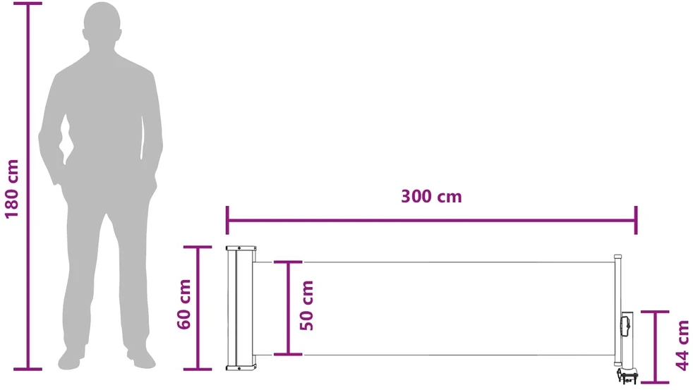 Šoninis tentas Stačiakampio 60 x 300 cm