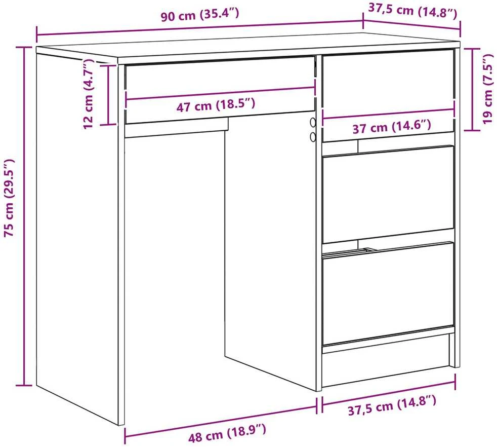 Stalas Sonoma ąžuolas Apdirbta mediena 90 x 37.5 x 75 cm