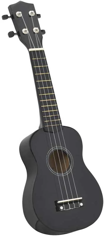 Soprano ukulėlės rinkinys su dėklu vaikams, juoda, 23"