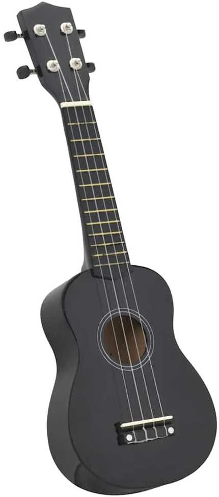 Soprano ukulėlės rinkinys su dėklu vaikams, juoda, 21"