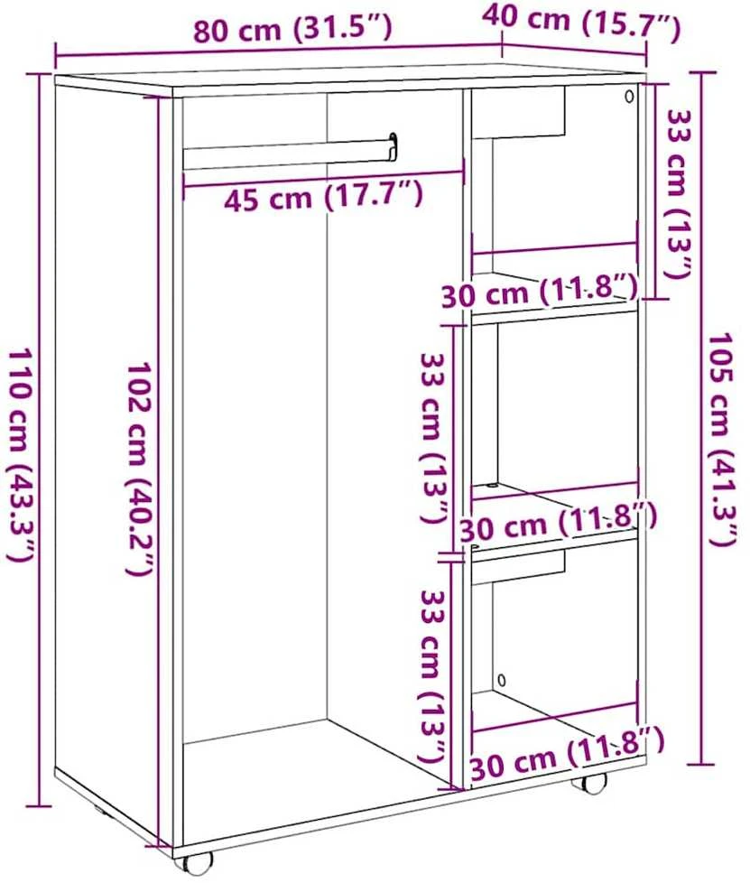 Spinta Old Wood 80x40x110 cm Engineered Wood