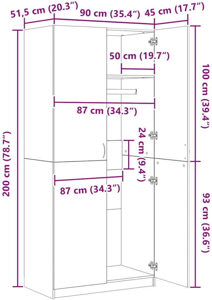 Spinta Old Wood 90x52x200 cm Engineered Wood