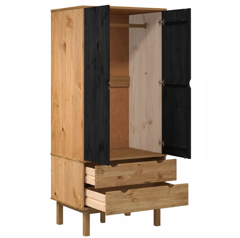 Spinta OTTA Juoda 76,5 x 53 x 172 cm Pušies medienos masyvas
