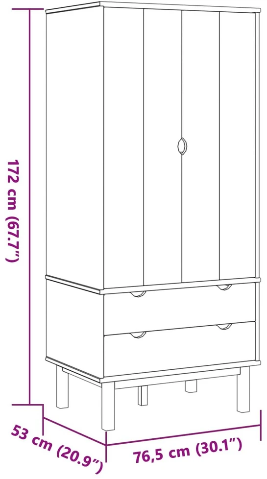 Spinta OTTA Juoda 76,5 x 53 x 172 cm Pušies medienos masyvas