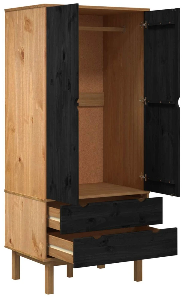 Spinta OTTA Juoda 76,5 x 53 x 172 cm Pušies medienos masyvas