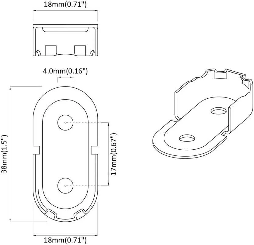 Spinta strypo laikiklis 2 vnt. Baltojo cinko 40 x 18 x 10 mm