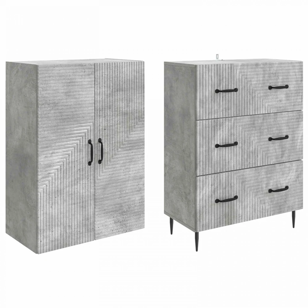 Spintelė 2 vnt. 66 x 34,5 x 90 cm Apdirbta mediena Betono pilka