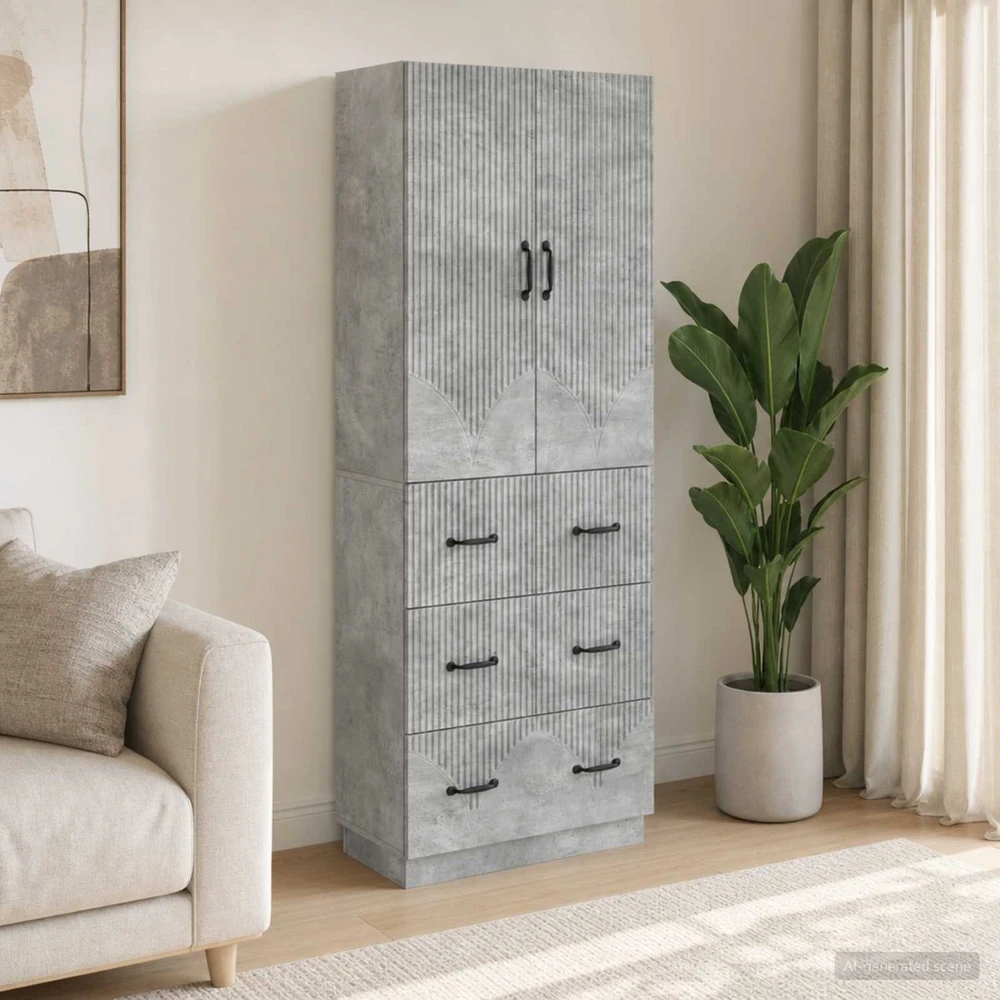 Spintelė 2 vnt. 66 x 34,5 x 87 cm Apdirbta mediena Betono pilka