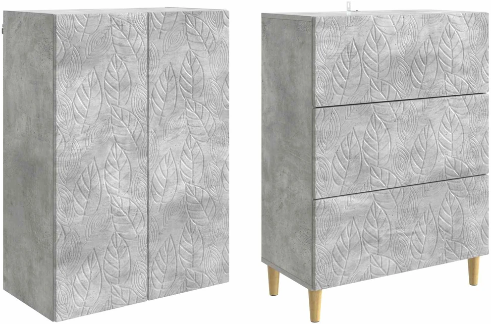 Spintelė 2 vnt. 66 x 34,5 x 90 cm Apdirbta mediena Betono pilka