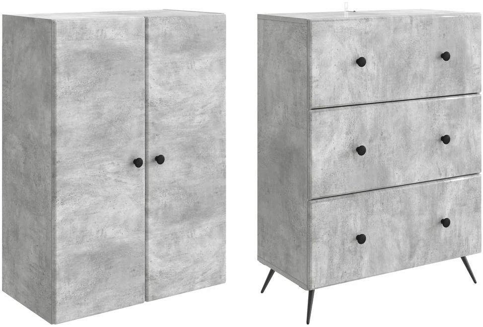 Spintelė 2 vnt. 66 x 34,5 x 90 cm Apdirbta mediena Betono pilka