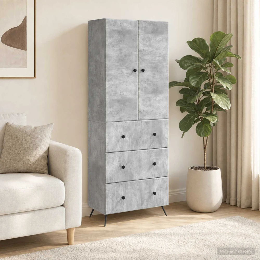 Spintelė 2 vnt. 66 x 34,5 x 90 cm Apdirbta mediena Betono pilka
