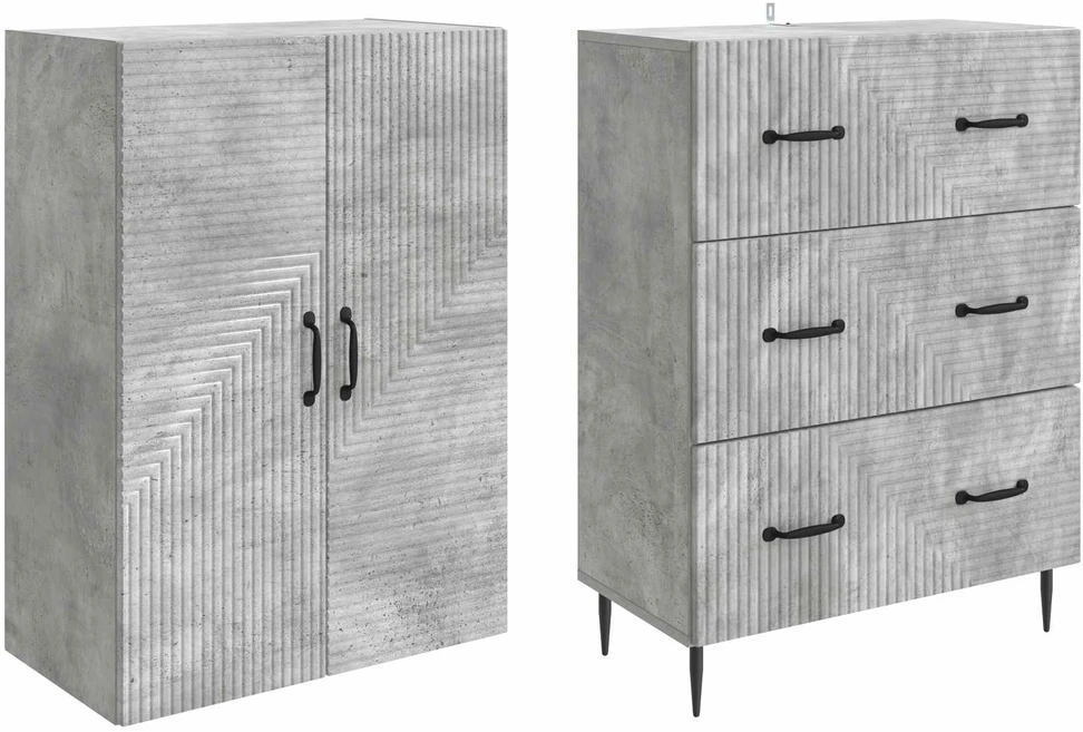 Spintelė 2 vnt. 66 x 34,5 x 90 cm Apdirbta mediena Betono pilka