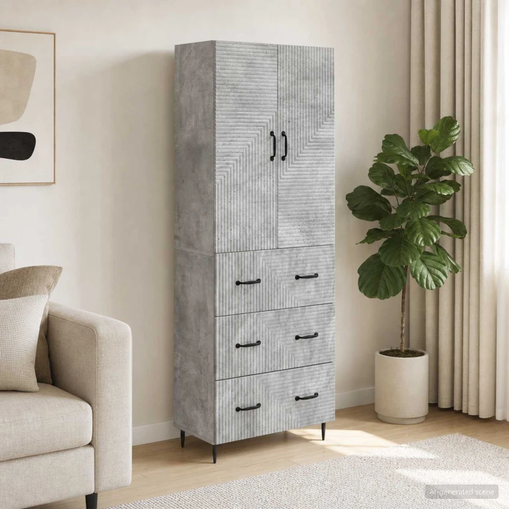 Spintelė 2 vnt. 66 x 34,5 x 90 cm Apdirbta mediena Betono pilka